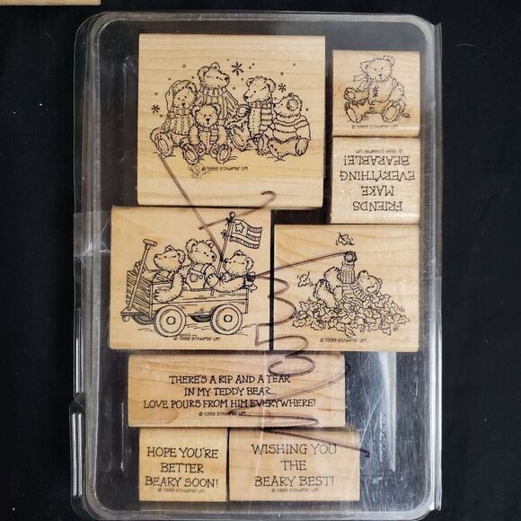 Stampin’ Up! Retired Beary Best Friends Rubber Stamp Set of 8 – Teddy Bears - Picture 1 of 2